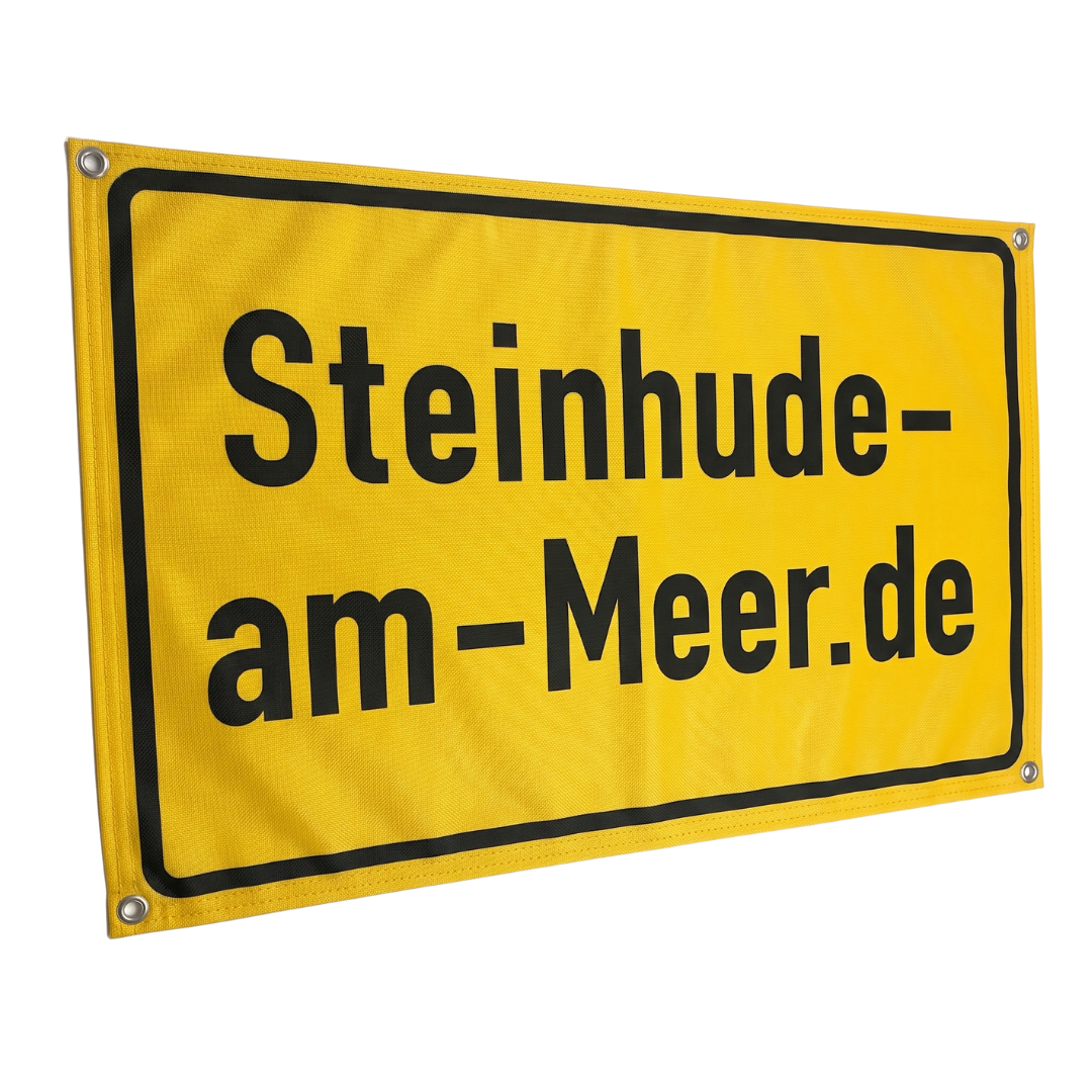 Steinhude-am-Meer.de Ortsschild Banner mit Ösen – groß