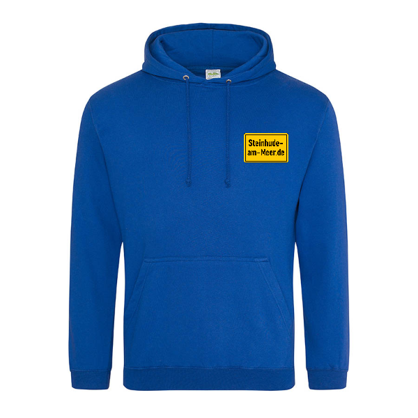 Hoodie mit Steinhude-am-Meer.de Ortsschild – blau