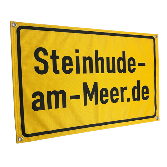 Steinhude-am-Meer.de Ortsschild Banner mit Ösen – groß