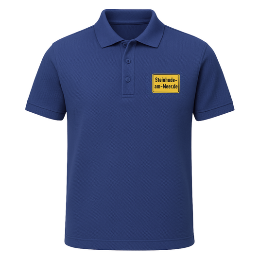Polo-Shirt mit Steinhude-am-Meer.de Ortsschild – blau