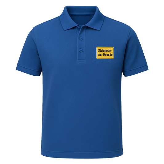 Polo-Shirt mit Steinhude-am-Meer.de Ortsschild – blau