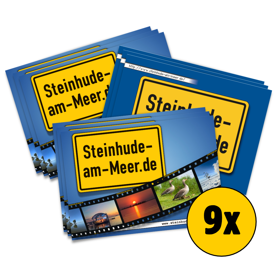 9er Set Postkarten mit Steinhude-am-Meer.de Ortsschild