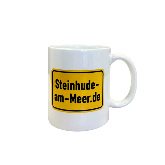 Becher mit Steinhude-am-Meer.de Ortsschild – Keramik